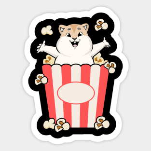 Hamster with Bag of Popcorn Sticker